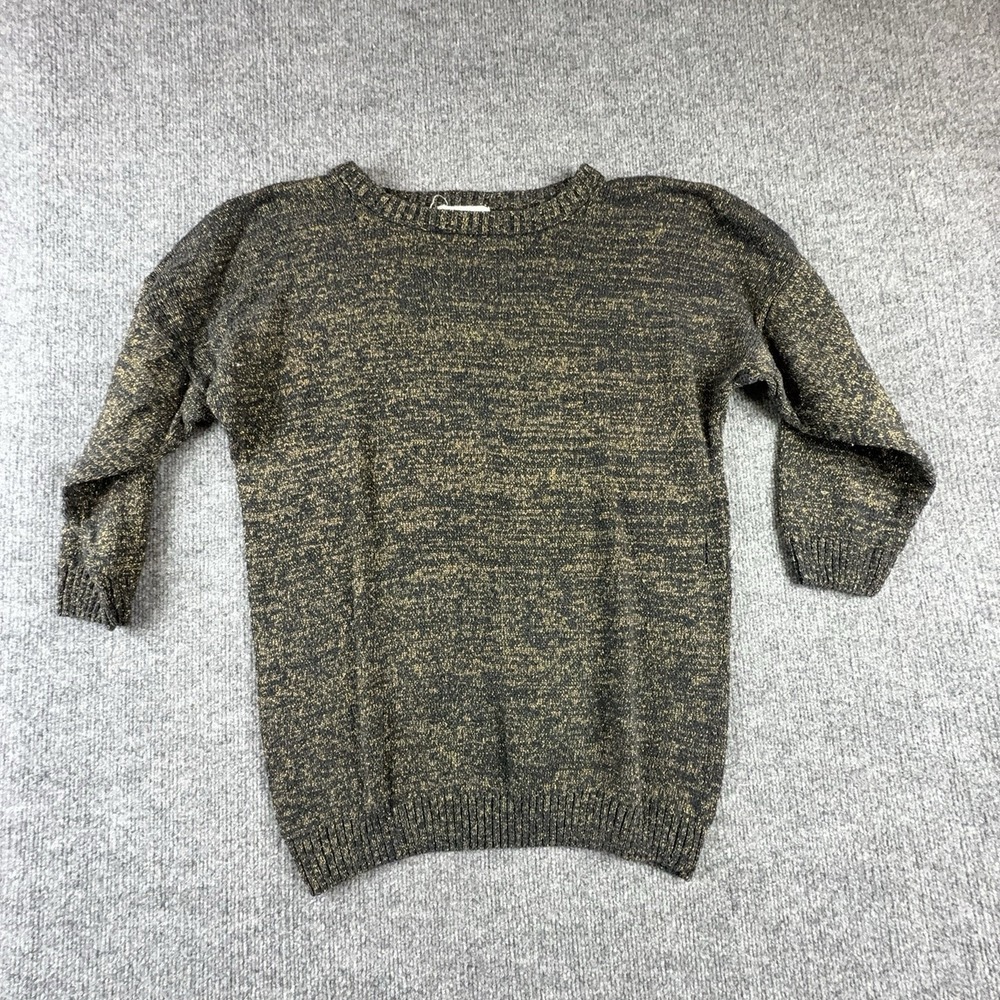 Shenanigans Sweater Womens XL Gray Metallic Crewneck Knit Pullover Long Sleeve